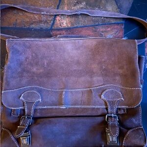 Brown suede Leather Messenger Bag